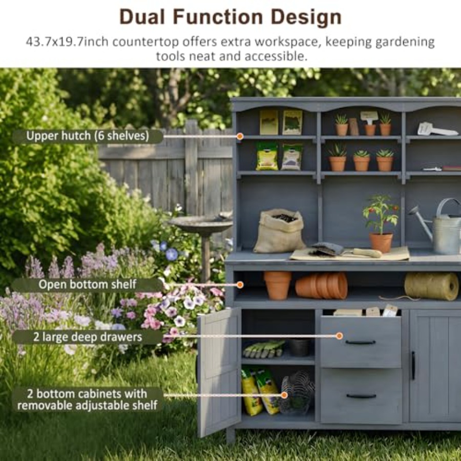 Outdoor Potting Bench Table wi - огляд і ціна Woodworking Bench