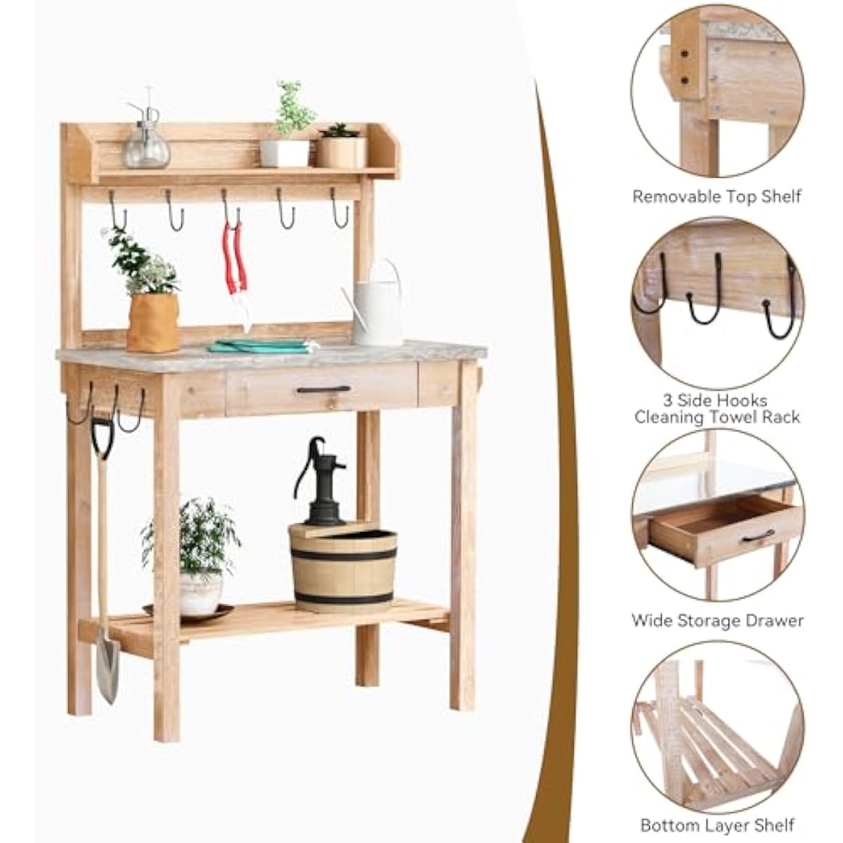 Outdoor Potting Bench with Met - огляд і ціна Woodworking Bench