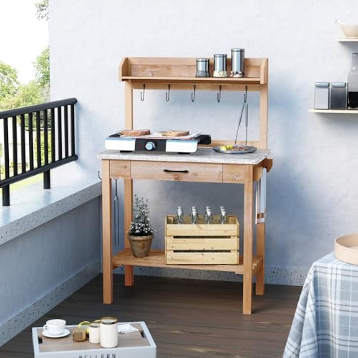 Outdoor Potting Bench with Met - огляд і ціна Woodworking Bench