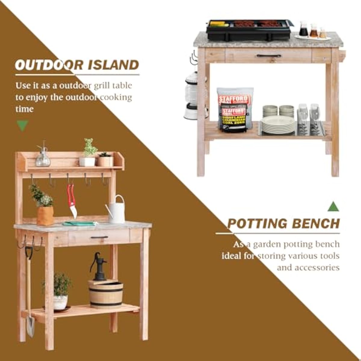 Outdoor Potting Bench with Met - огляд і ціна Woodworking Bench